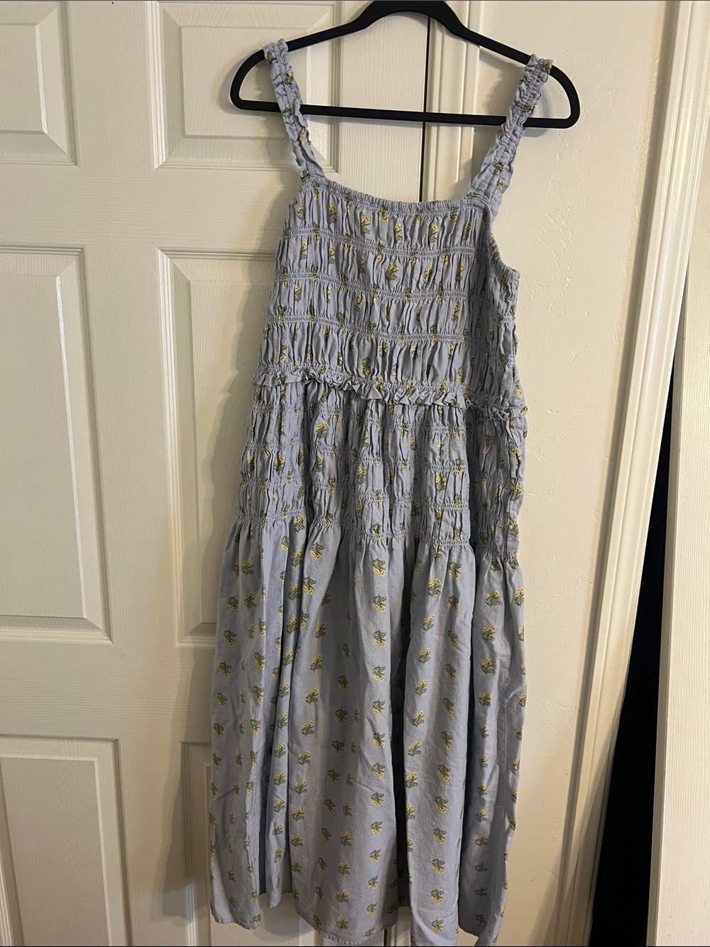 Universal Thread Light Blue Maxi Dress with Yellow Floral Print